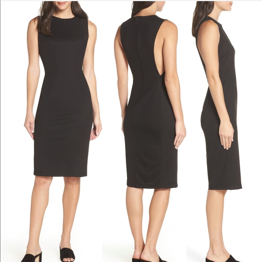 NEW - NSR Olya Rib Sheath Dress - BLACK